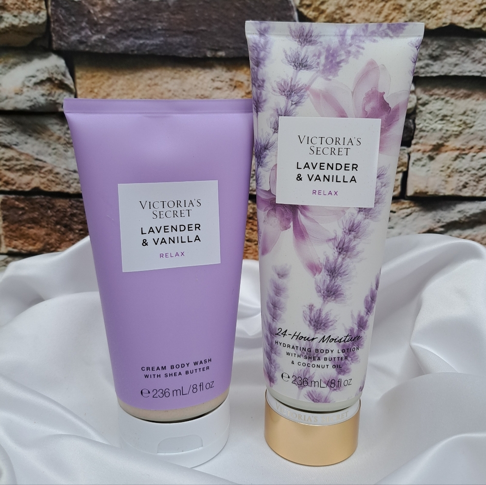 VICTORIA'S SECRET 'LAVENDER & VANILLA' "RELAX" BODY WASH & LOTION 2-PIECE SET
